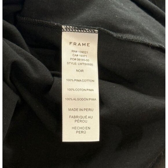 Frame Le Mid Rise Muscle T-Shirt Black Cap Sleeve 100% Cotton Women's Size XL - Picture 5 of 7